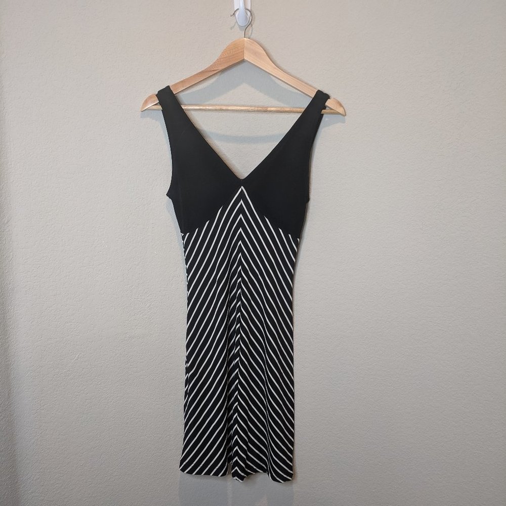 Exposure Black and White Striped Dress L
